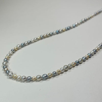 Akoya pearl baby pearl multi baroque necklace 80cm long with natural multi-color pearls and silver clasp