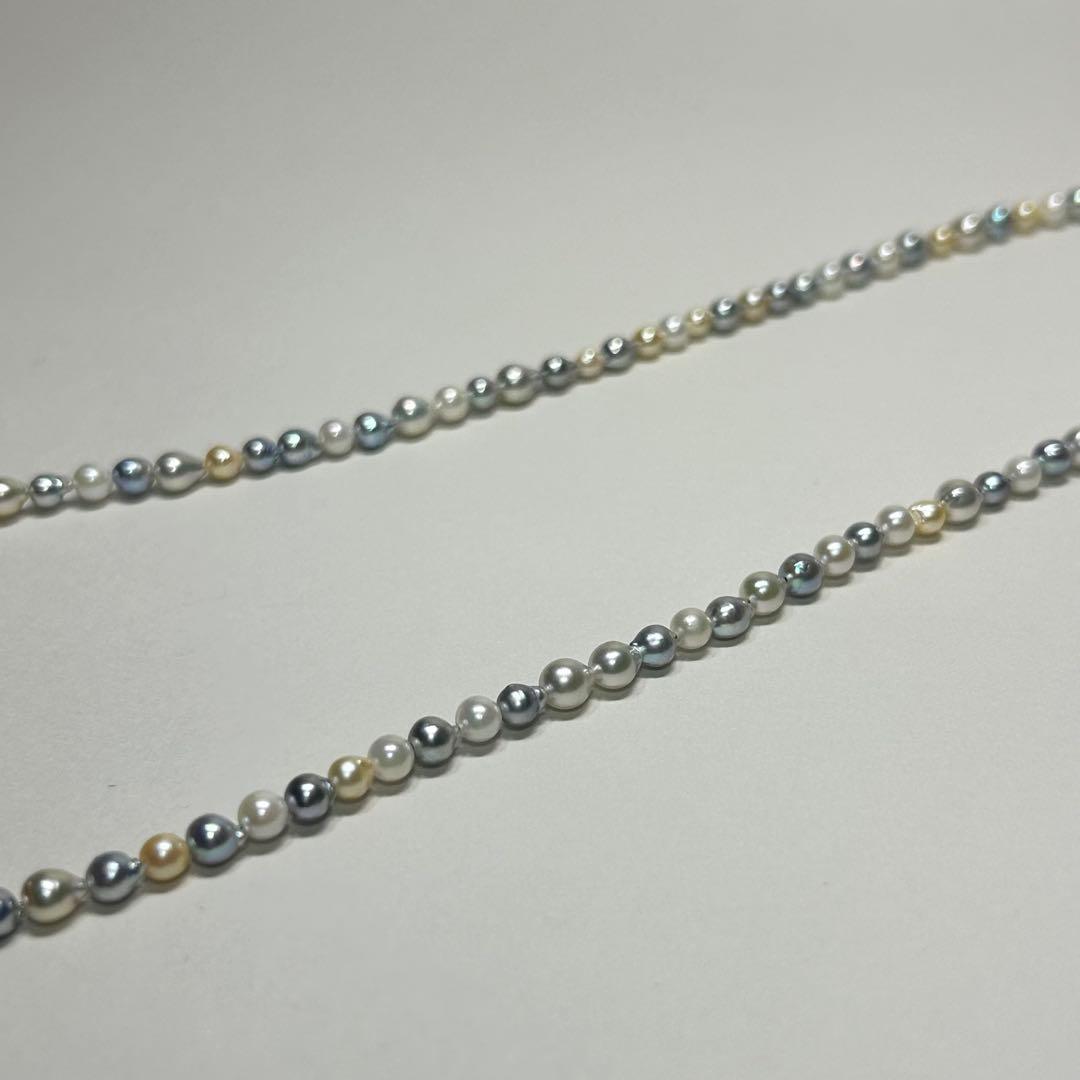 Akoya pearl baby pearl multi baroque necklace 80cm long with natural multi-color pearls and silver clasp