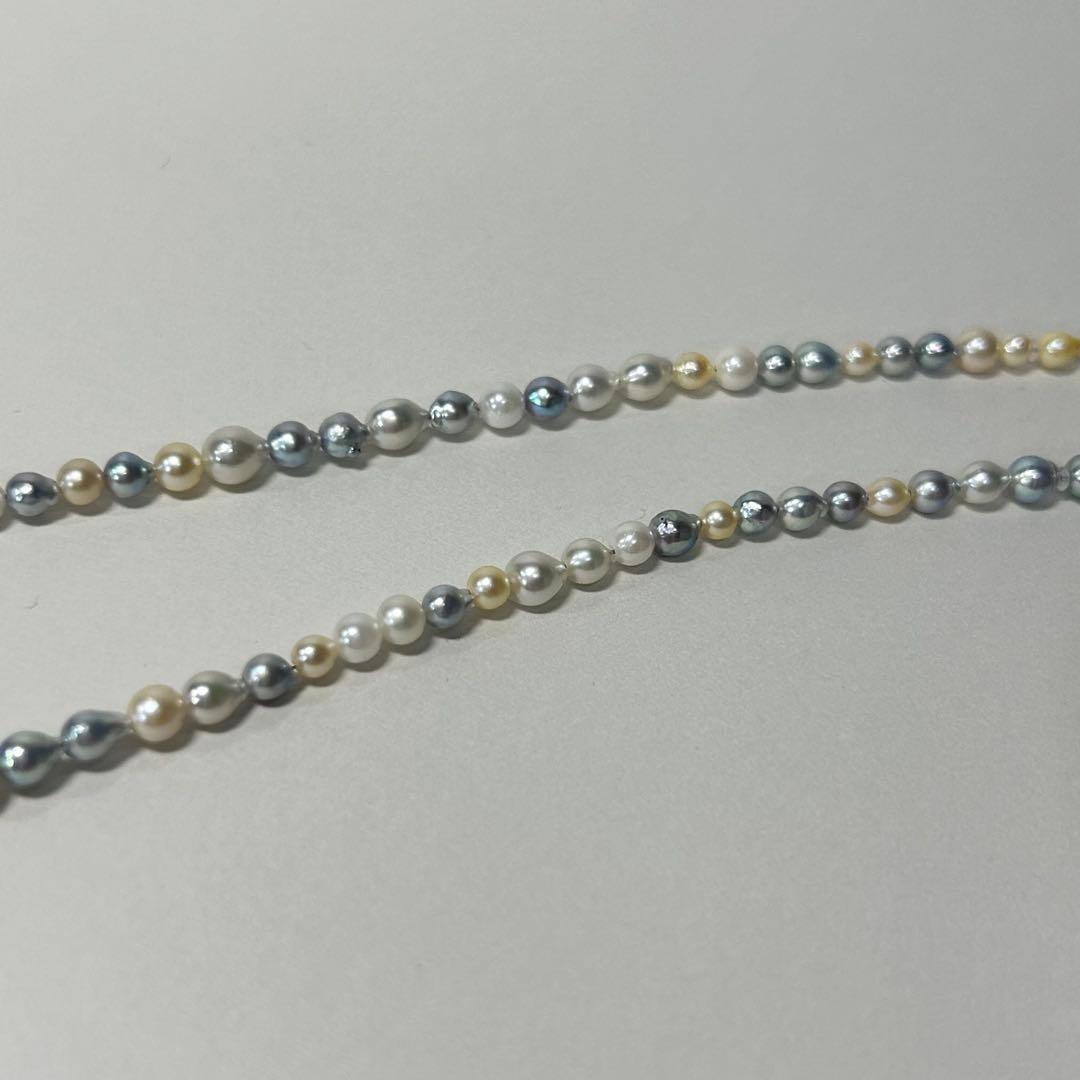 Akoya pearl baby pearl multi baroque necklace 80cm long with natural multi-color pearls and silver clasp