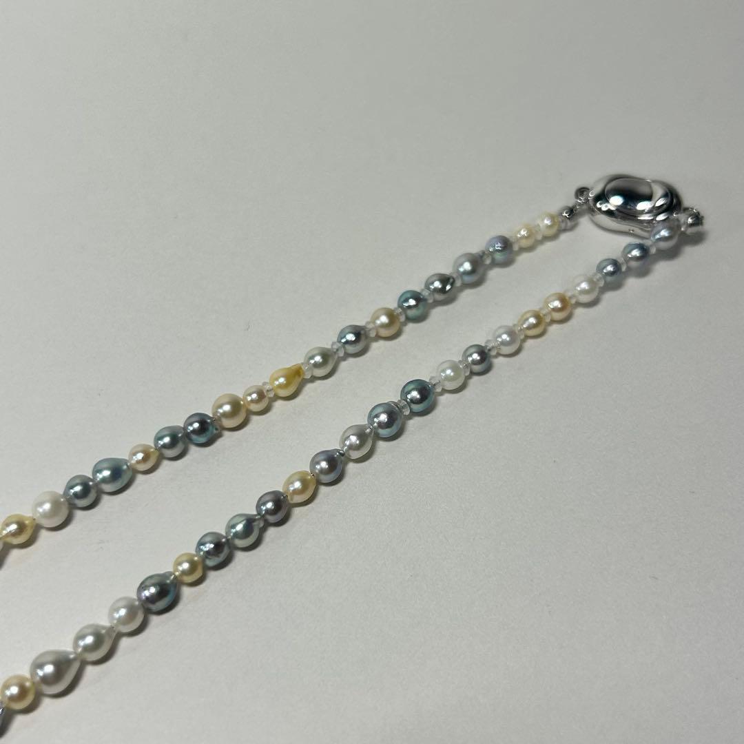Akoya pearl baby pearl multi baroque necklace 80cm long with natural multi-color pearls and silver clasp