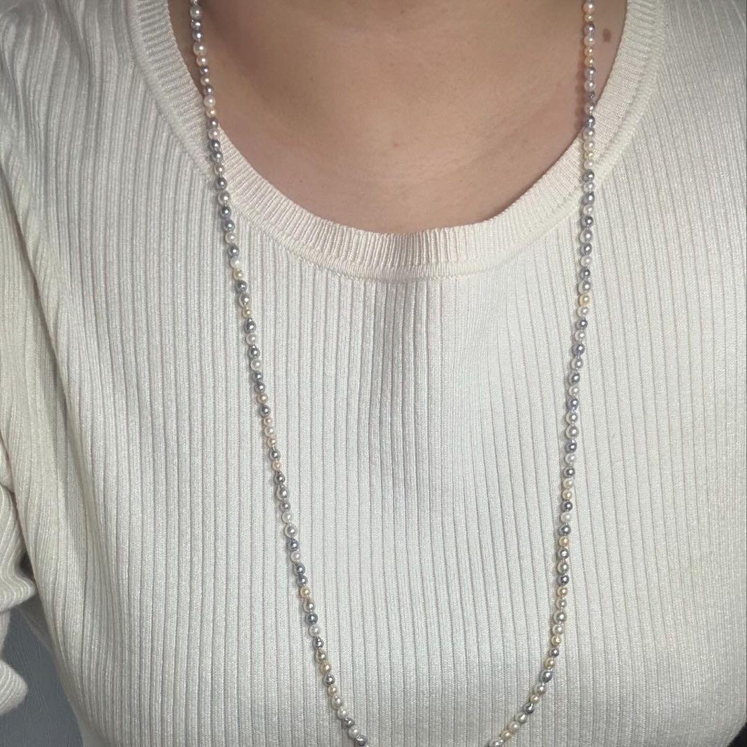 Akoya pearl baby pearl multi baroque necklace 80cm long with natural multi-color pearls and silver clasp