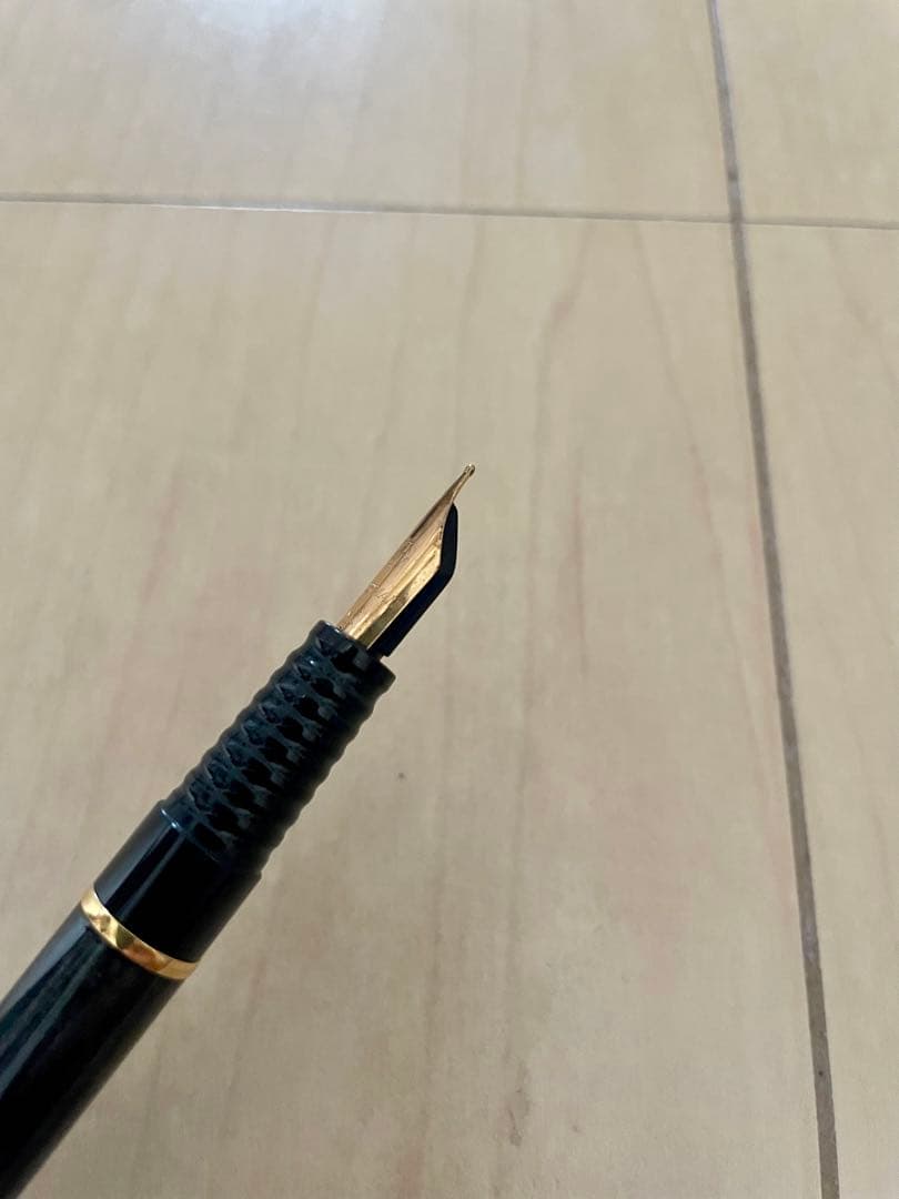 WATERMAN fountain pen black with marble-like finish, model M, made in France displayed on white background