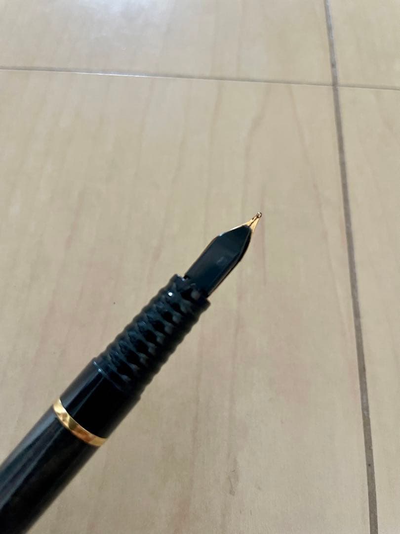 WATERMAN fountain pen black with marble-like finish, model M, made in France displayed on white background