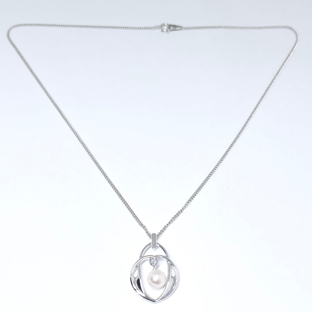 MIKIMOTO genuine 7mm pearl necklace with silver chain 43 cm length elegant jewelry