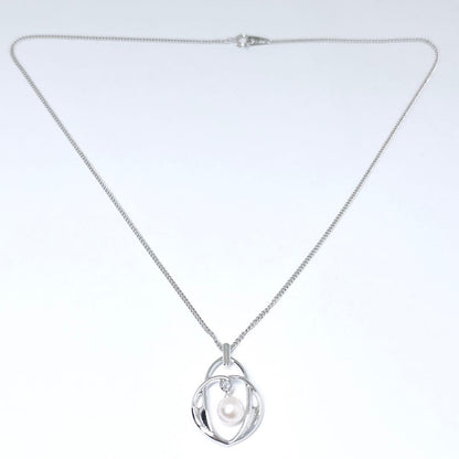 MIKIMOTO genuine 7mm pearl necklace with silver chain 43 cm length elegant jewelry