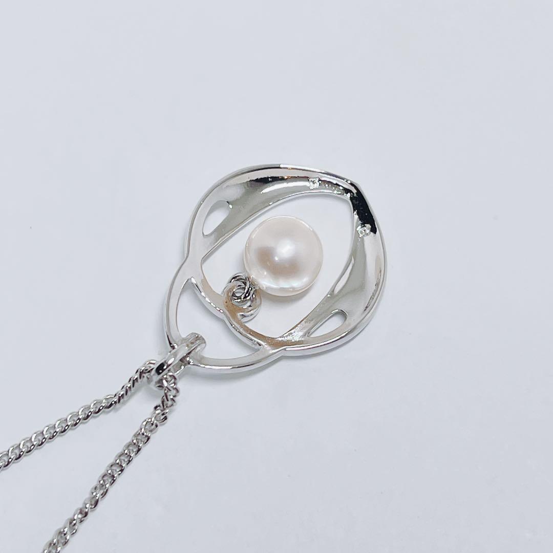 MIKIMOTO genuine 7mm pearl necklace with silver chain 43 cm length elegant jewelry