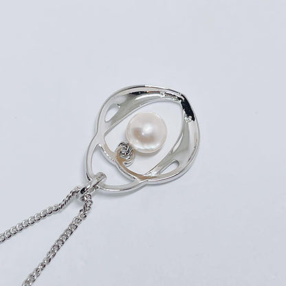 MIKIMOTO genuine 7mm pearl necklace with silver chain 43 cm length elegant jewelry