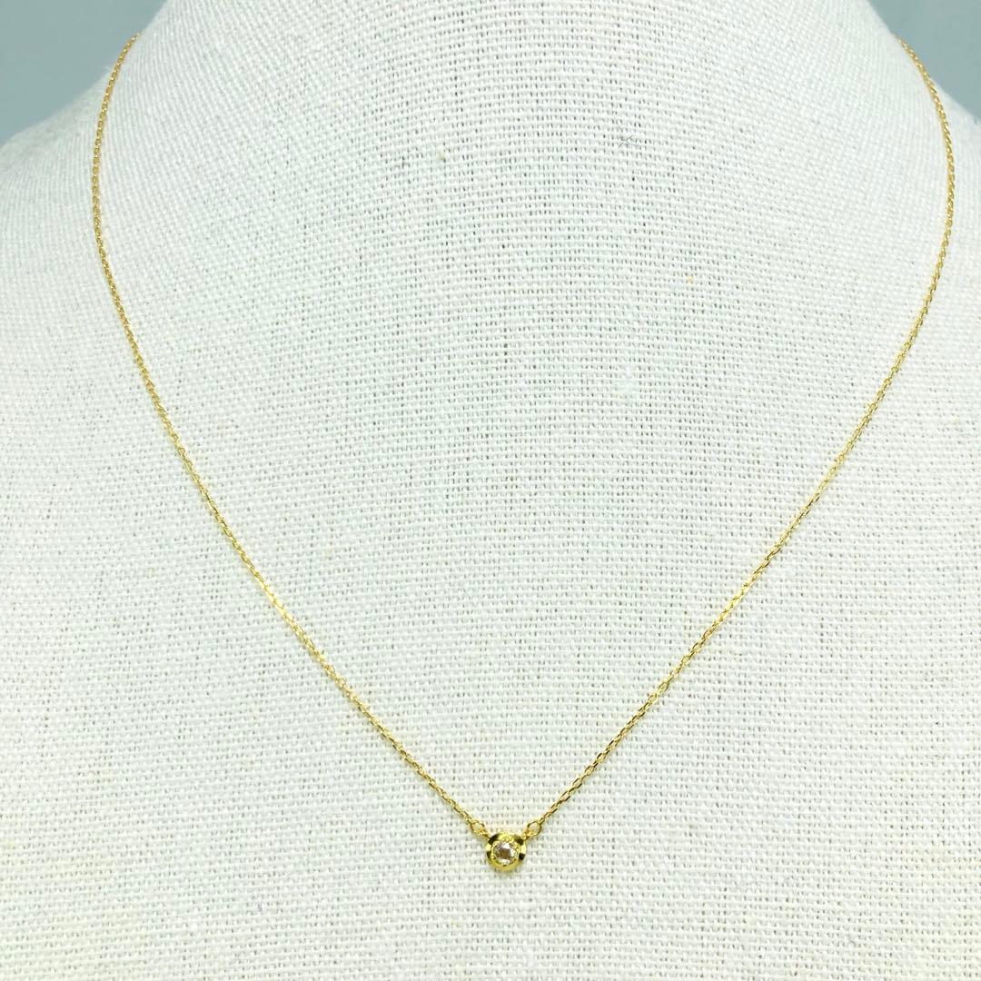 Agete K18YG yellow gold necklace with 0.03ct rose cut diamond pendant on 40.5cm chain