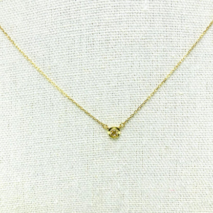 Agete K18YG yellow gold necklace with 0.03ct rose cut diamond pendant on 40.5cm chain
