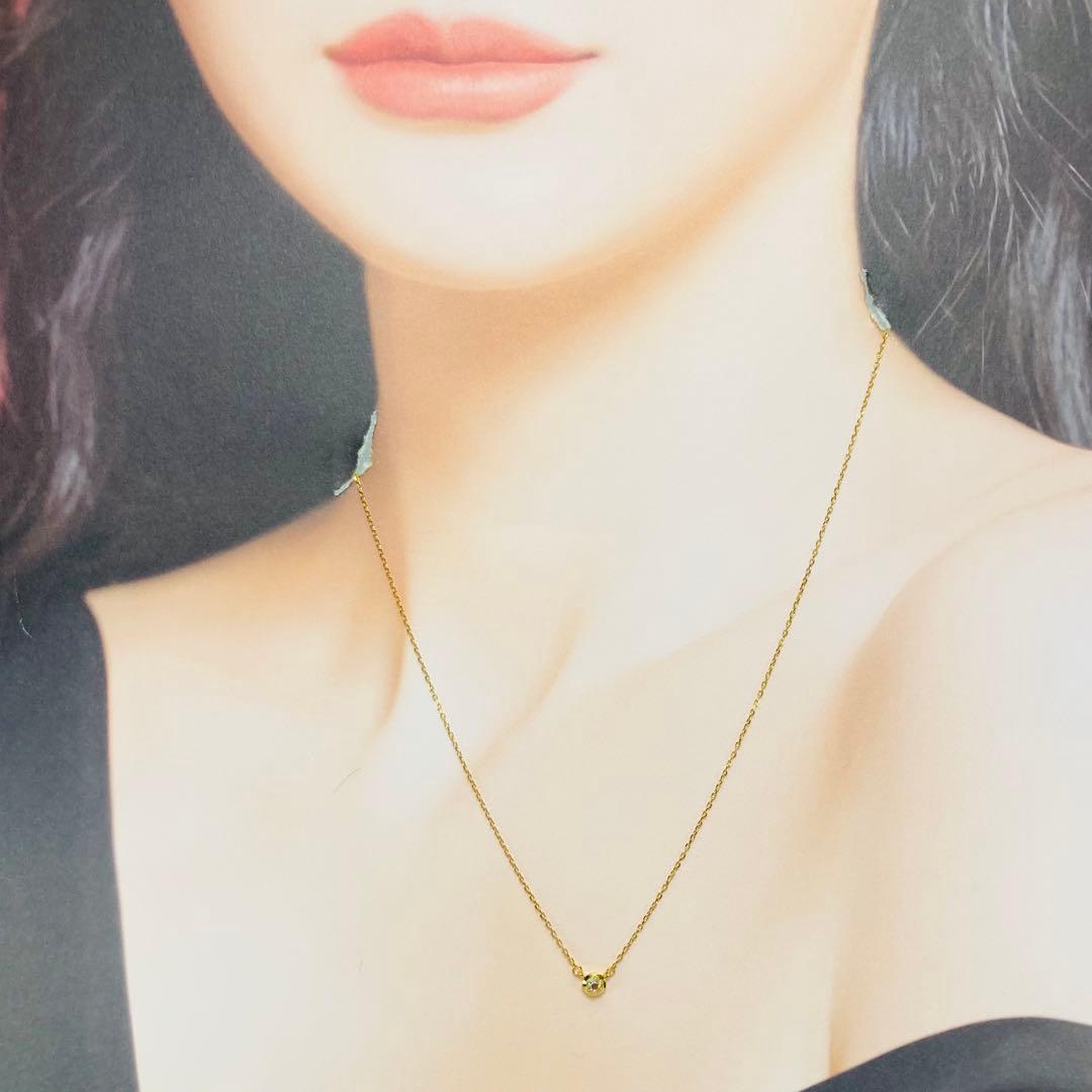 Agete K18YG yellow gold necklace with 0.03ct rose cut diamond pendant on 40.5cm chain