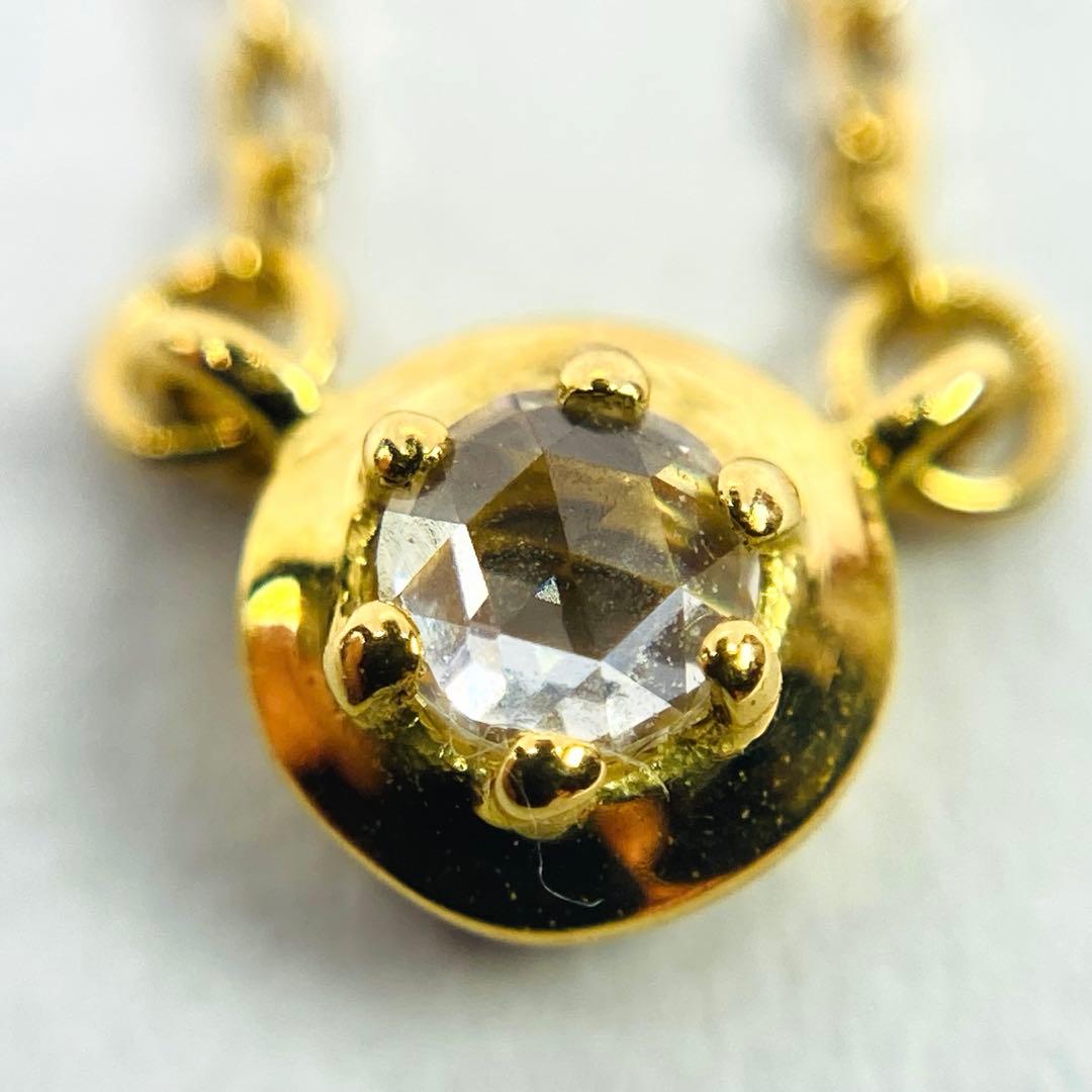 Agete K18YG yellow gold necklace with 0.03ct rose cut diamond pendant on 40.5cm chain