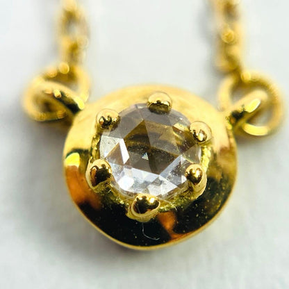 Agete K18YG yellow gold necklace with 0.03ct rose cut diamond pendant on 40.5cm chain