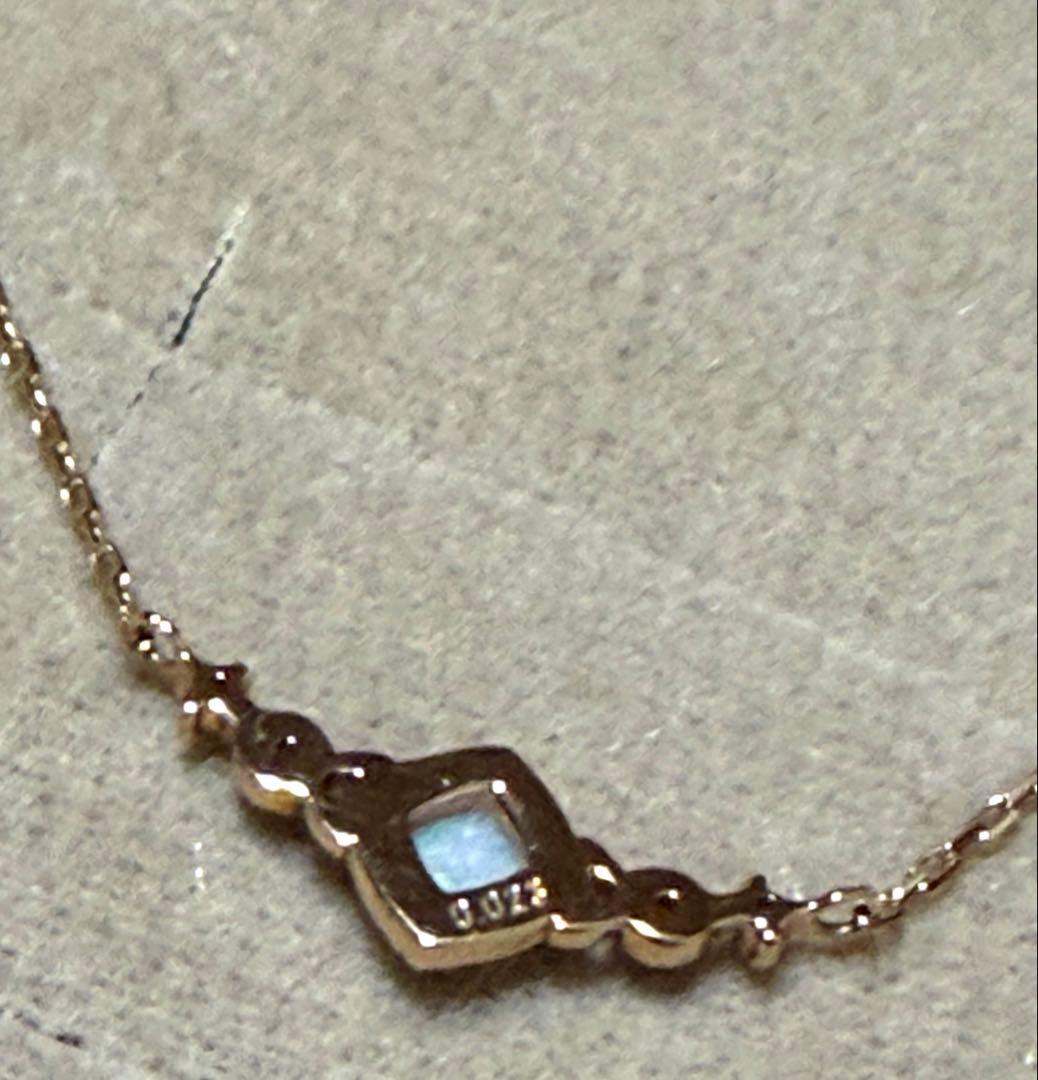agate K10 Opal Diamond Necklace with 40cm chain and 0.5 by 1.3 cm pendant