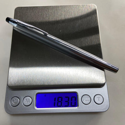 CROSS ballpoint pen with silver cap and black ink refill, 139mm long
