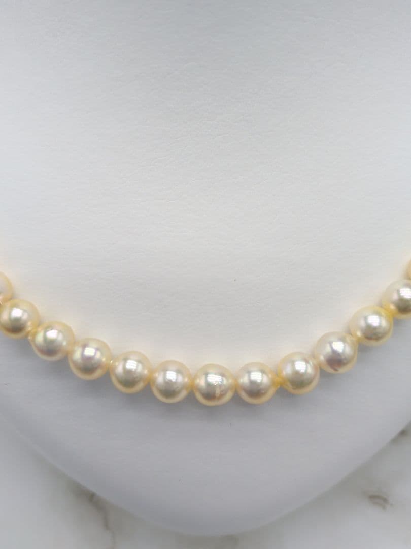 Akoya cultured pearl necklace 7-7.5mm champagne tone with silver fitting, 42.7cm length