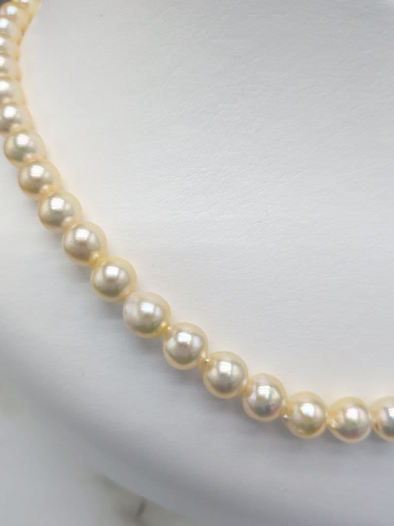 Akoya cultured pearl necklace 7-7.5mm champagne tone with silver fitting, 42.7cm length