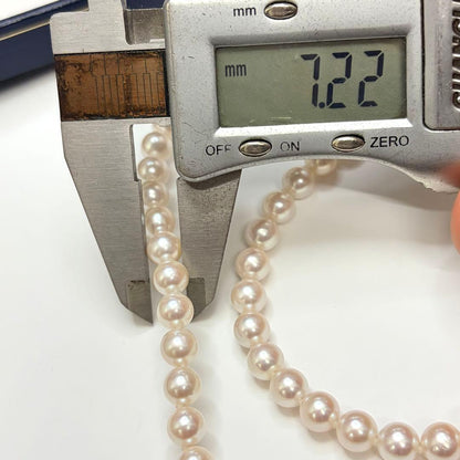 Jewelry Maki Teri Akoya pearl necklace with 7.2mm pearls, 50cm long, featuring silver clasp