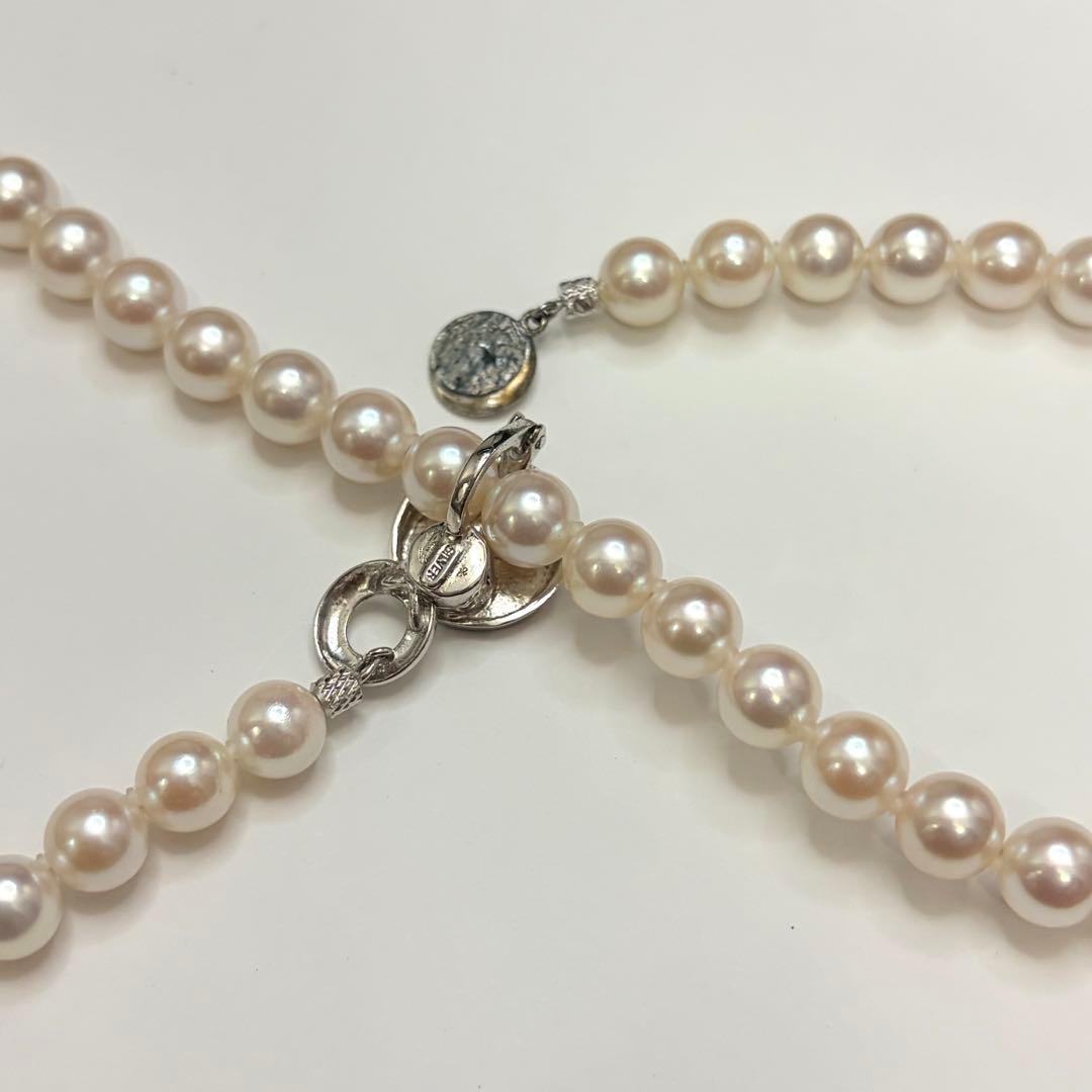 Jewelry Maki Teri Akoya pearl necklace with 7.2mm pearls, 50cm long, featuring silver clasp