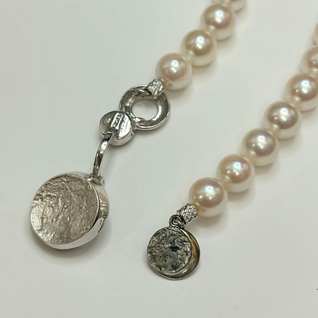 Jewelry Maki Teri Akoya pearl necklace with 7.2mm pearls, 50cm long, featuring silver clasp