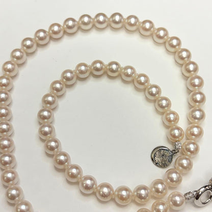 Jewelry Maki Teri Akoya pearl necklace with 7.2mm pearls, 50cm long, featuring silver clasp