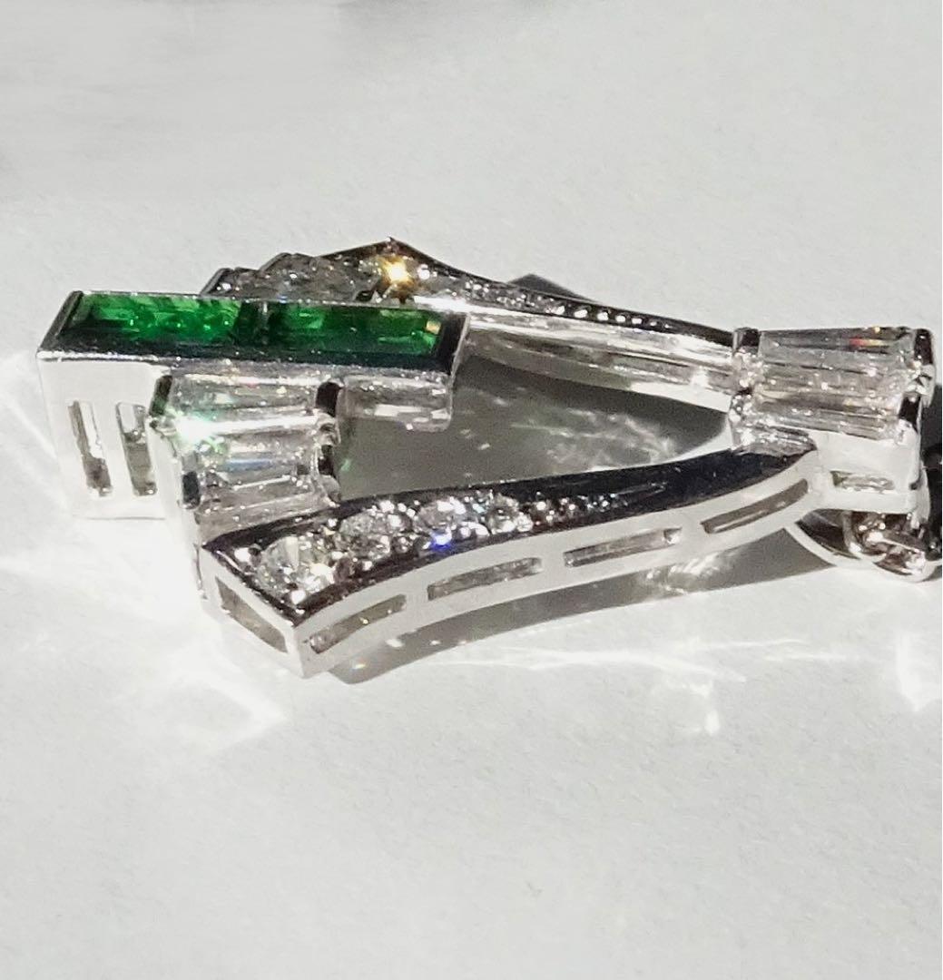 Mikimoto pendant top with 0.7ct diamond and 0.48ct green stone set in K14WG white gold