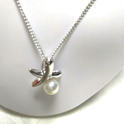 Tasaki Akoya pearl pendant necklace with silver SV925 chain, 22mm x 12mm pendant, 40cm length