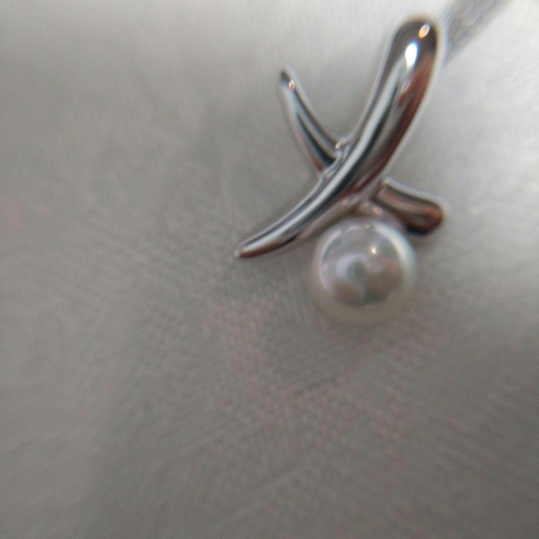 Tasaki Akoya pearl pendant necklace with silver SV925 chain, 22mm x 12mm pendant, 40cm length