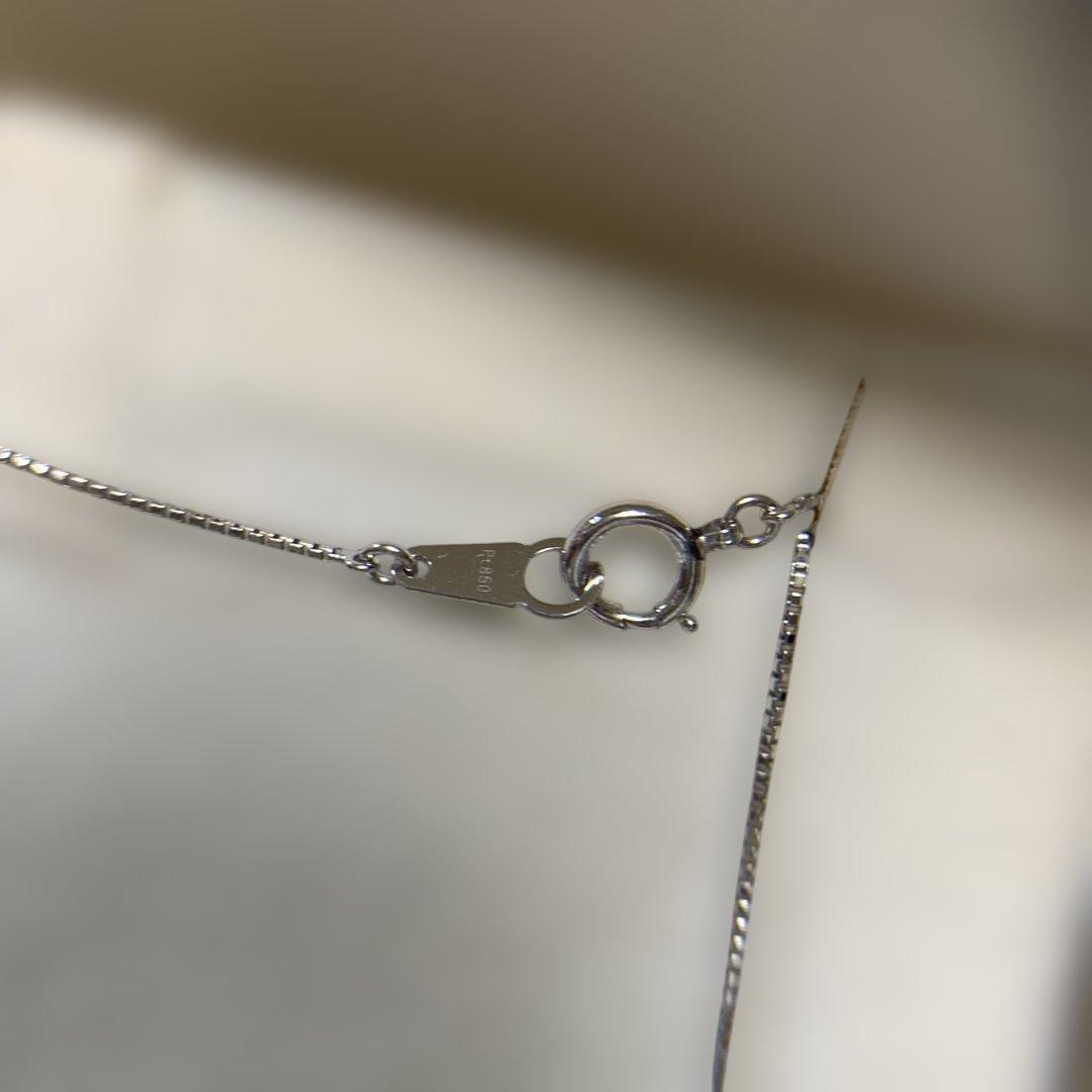 Tasaki platinum necklace with 10mm large pearl and 4 square cut diamonds on 40 cm chain