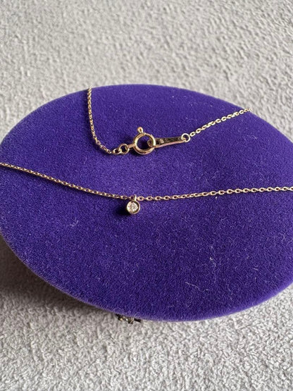 agete 10K diamond pendant necklace with 10K stamp on delicate chain
