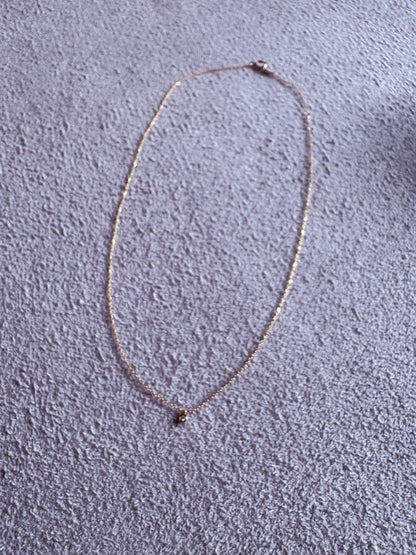 agete 10K diamond pendant necklace with 10K stamp on delicate chain