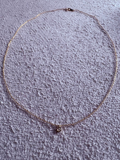 agete 10K diamond pendant necklace with 10K stamp on delicate chain