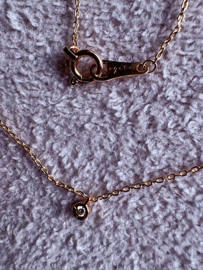 agete 10K diamond pendant necklace with 10K stamp on delicate chain