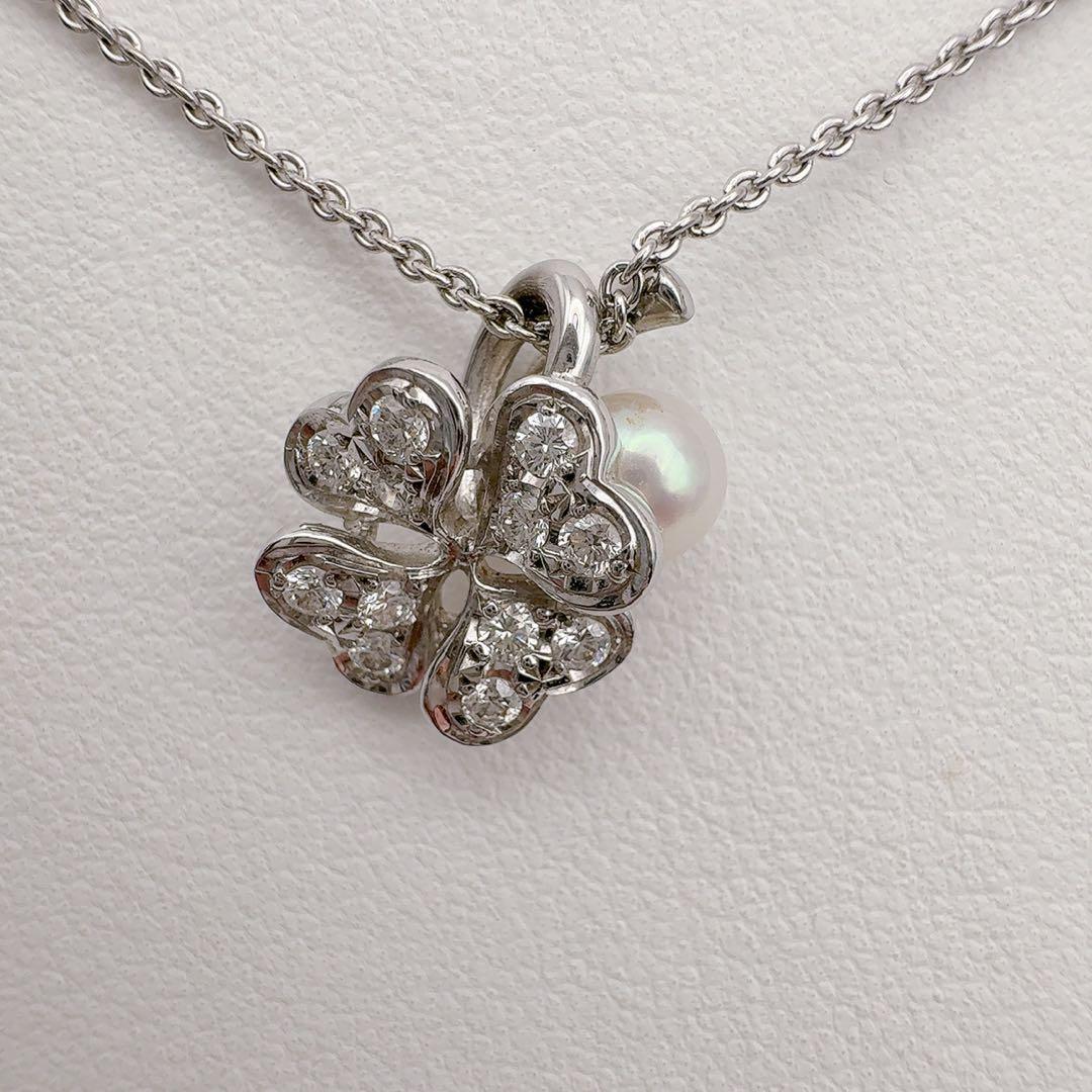 MIKIMOTO K18 gold necklace with diamond and 5.1mm Akoya pearl on a 42cm chain