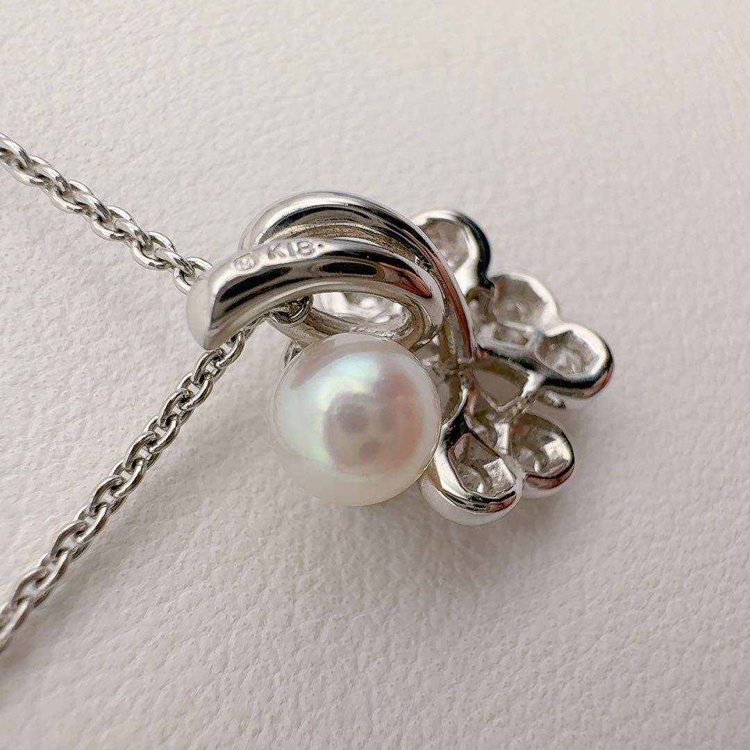 MIKIMOTO K18 gold necklace with diamond and 5.1mm Akoya pearl on a 42cm chain