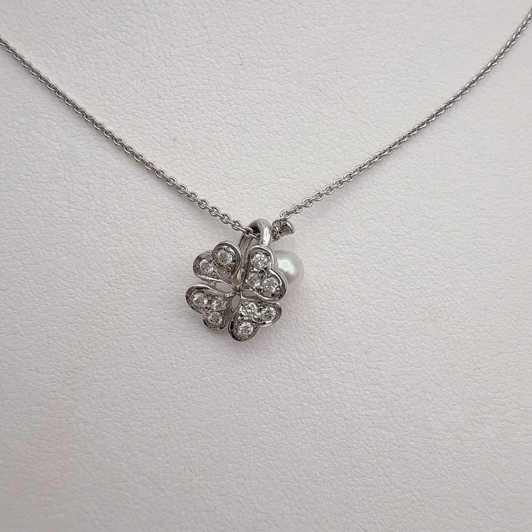 MIKIMOTO K18 gold necklace with diamond and 5.1mm Akoya pearl on a 42cm chain