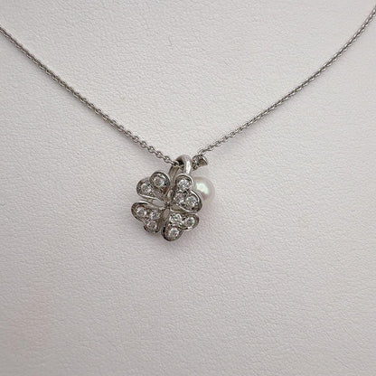 MIKIMOTO K18 gold necklace with diamond and 5.1mm Akoya pearl on a 42cm chain