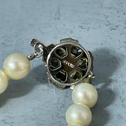 Honest Pearl Akoya pearl necklace with 7mm beads and silver parts, about 41cm long