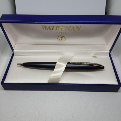 WATERMAN Karin ballpoint pen in rare Matte Blue-Black color with sleek matte finish and gold accents