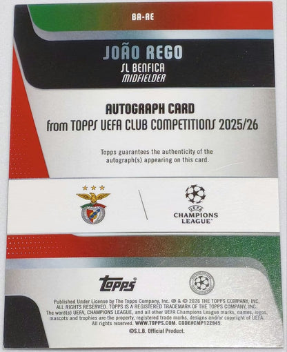 João Regina RC Autograph 99 Serial Benfica Topps UEFA — Japanese