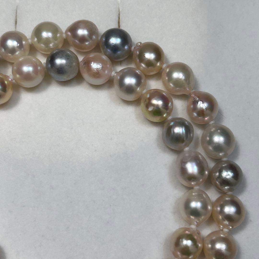 Akoya baroque pearl necklace featuring 8.6mm pearls and silver metal findings on a 48cm chain