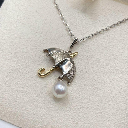 Mikimoto Necklace featuring parasol umbrella design with K18 gold, 0.6cm pearl, and 36cm silver chain