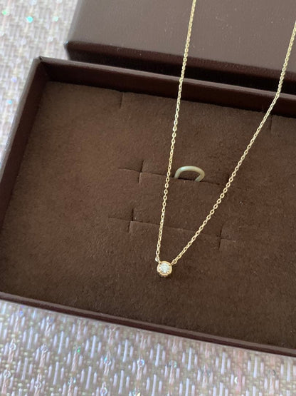 Agete gold tone K10 diamond necklace with 0.03 carat diamond pendant