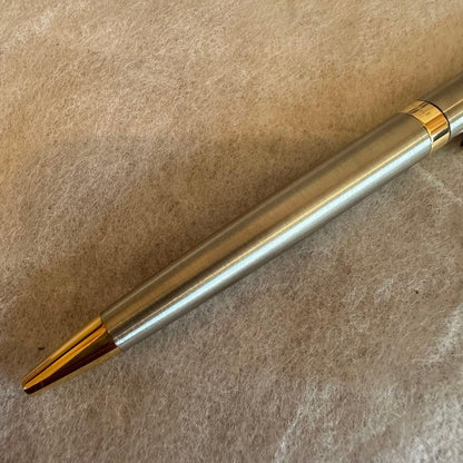 Waterman Ballpoint Pen with sleek black body and silver accents, measuring 14 cm long