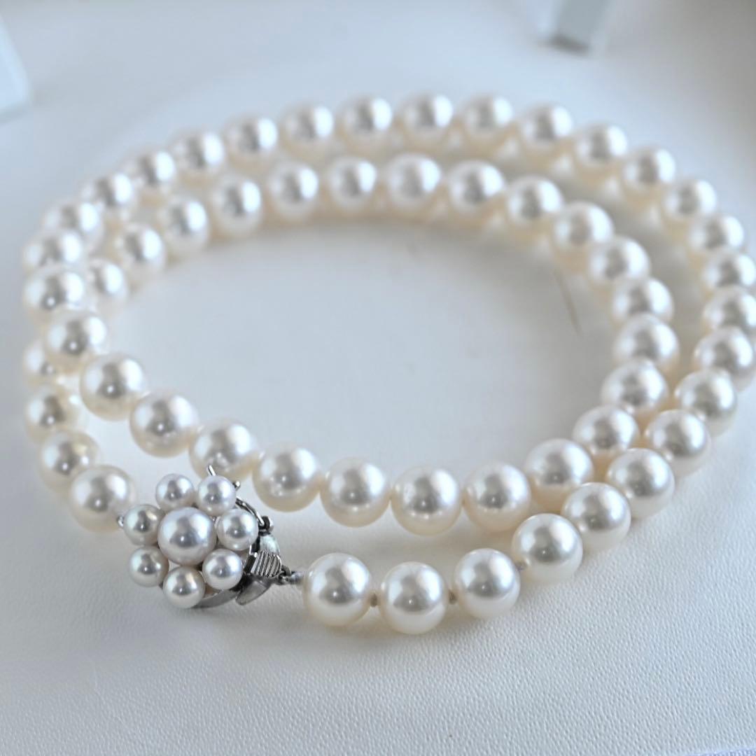 Highest grade Hanadama Akoya pearl necklace by Tasaki with 7.5mm pearls and 42cm length