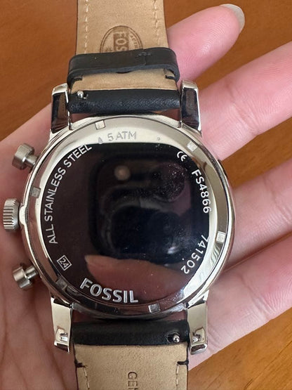 FOSSIL Black Leather Series Men's Watch — Japanese