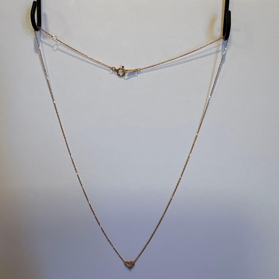 Agete Diamond Heart Necklace featuring 0.04ct diamond on 40.5cm K18 gold chain