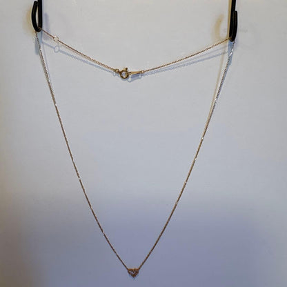 Agete Diamond Heart Necklace featuring 0.04ct diamond on 40.5cm K18 gold chain