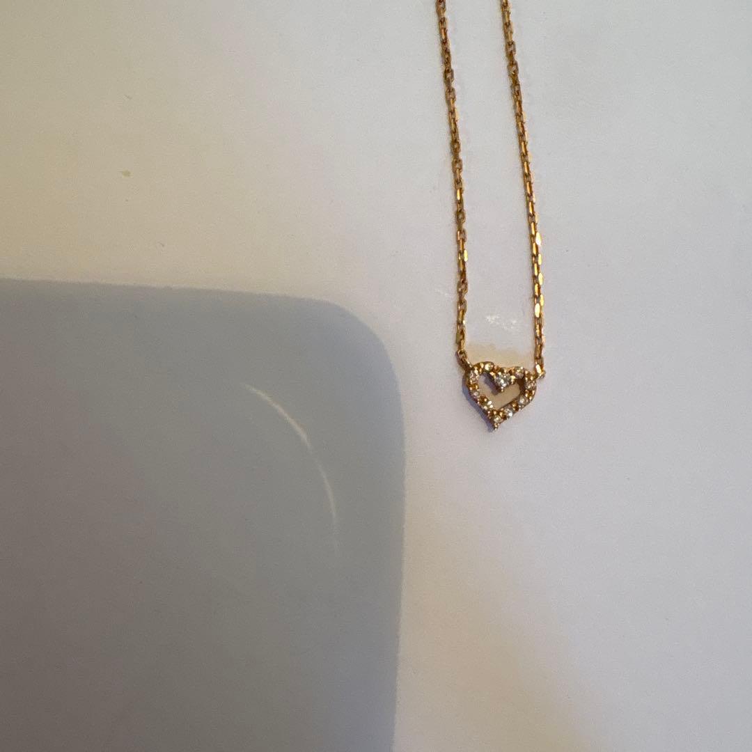 Agete Diamond Heart Necklace featuring 0.04ct diamond on 40.5cm K18 gold chain