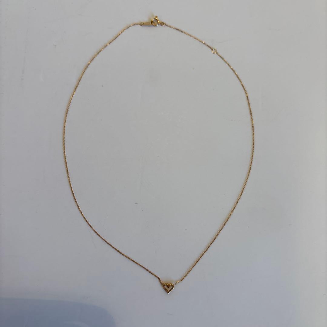 Agete Diamond Heart Necklace featuring 0.04ct diamond on 40.5cm K18 gold chain
