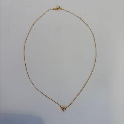 Agete Diamond Heart Necklace featuring 0.04ct diamond on 40.5cm K18 gold chain